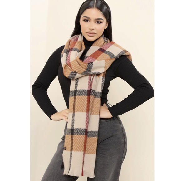 Fashion Nova Accessories - Fashion Nova Feels Like Fall Plaid Scarf  Beige